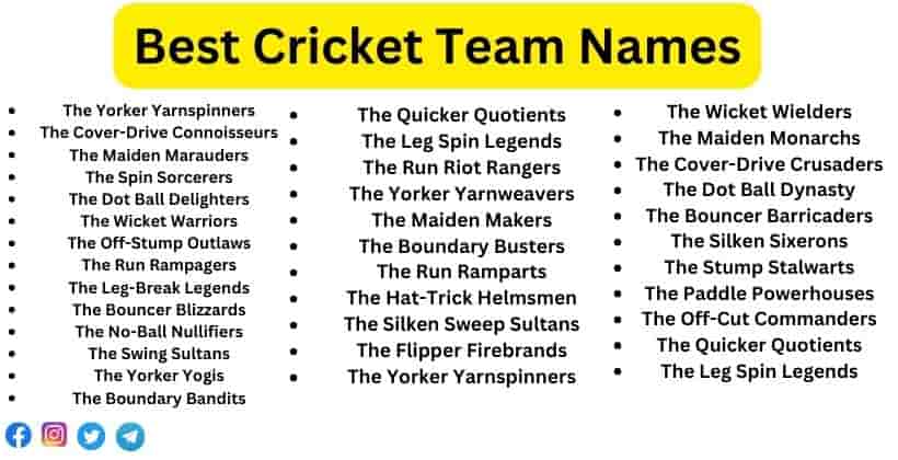 Best Cricket Team Names
