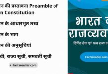 Indian Polity Complete Study (P-3) - संविधान की प्रस्तावना, आधारभूत तथ्य, संविधान के भाग, संविधान की अनुसूचियां